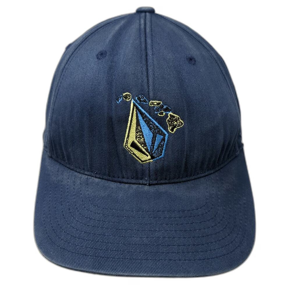 Volcom Baseball Cap Blue M Hawaii Stone Logo Flexfit Hat Embroidered Islands